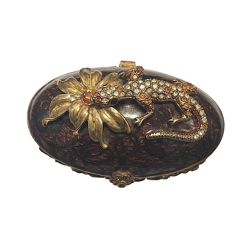 Vintage Jeweled Jewelry Box Resembling Faberge Egg - Picture 4 of 10